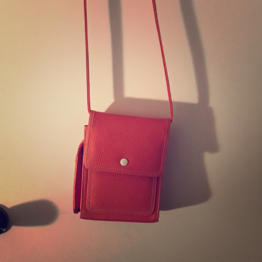 A pink leather purse